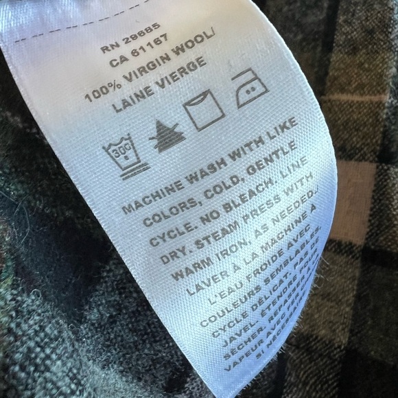 Pendleton Large 100% Virgin Wool Green Pink Plaid Flannel Shirt Button Up - Picture 7 of 8